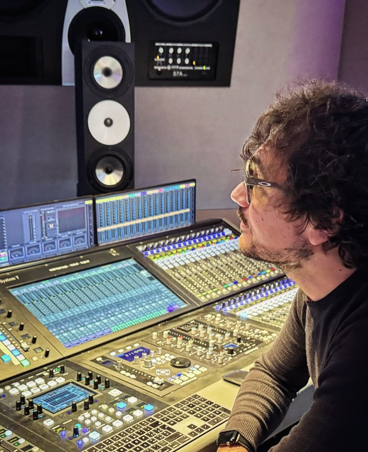 Studio mixing session